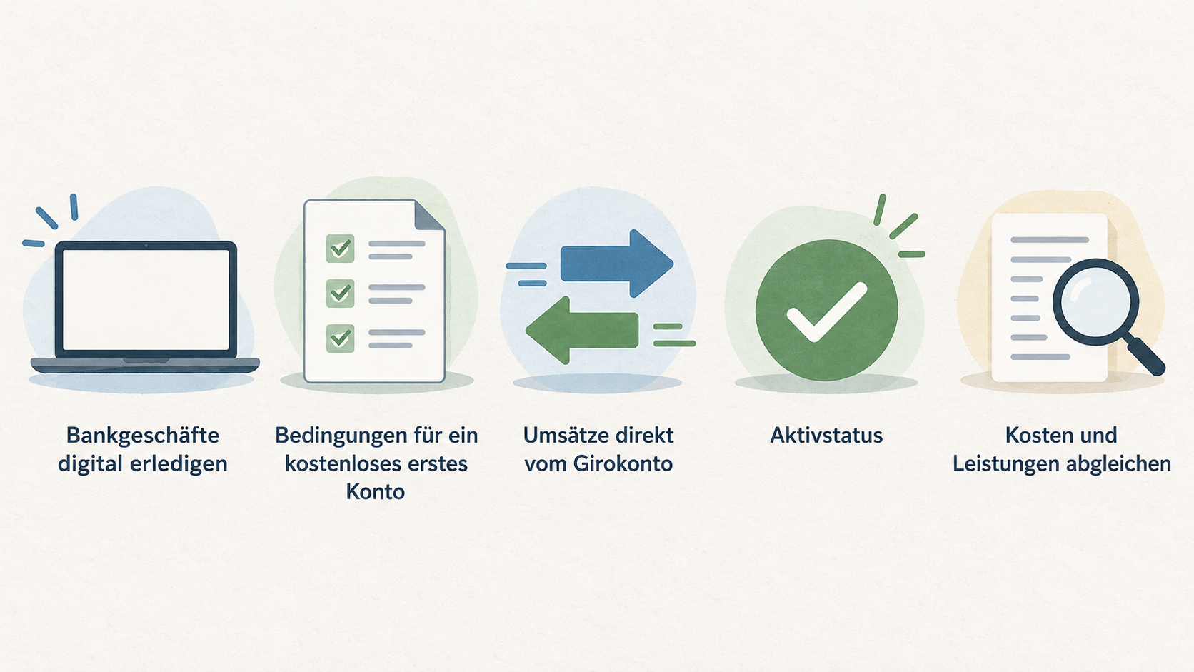 Eine nummerierte Checkliste mit den vier im Abschnitt genannten Prüfpunkten zur persönlichen Nutzung und zum Kontovergleich.