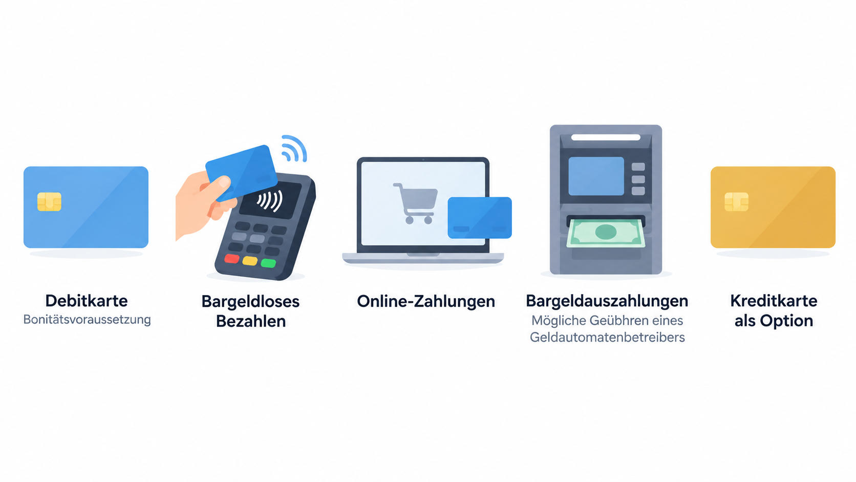 Show the documented Mastercard direkt debit card and the Mastercard credit card option using an official product image.